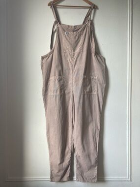 Lucy and Yak Dungaree Utility Overalls Beige Organic Cotton Size 18R